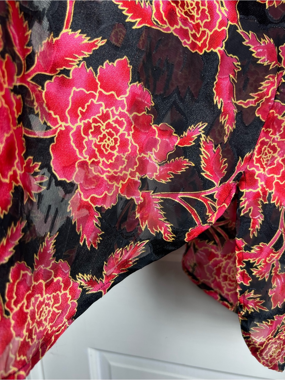 Vintage Victorias Secret Gold Label Floral Night Shirt Gown Semi-Sheer Size P - Picture 9 of 9